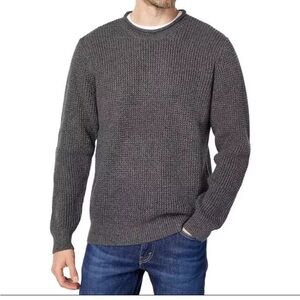 LL Bean Organic Cotton Waffle Roll Neck Knit Sweater Mens L Reg Dark Cinder